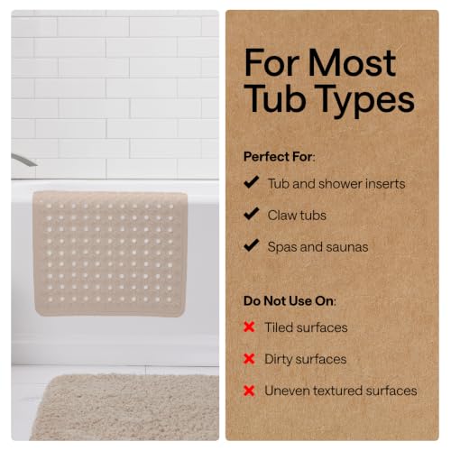 Image of GORILLA GRIP Bath Tub Shower Mat, Bathtub Floor Liner, 35x16 Beige