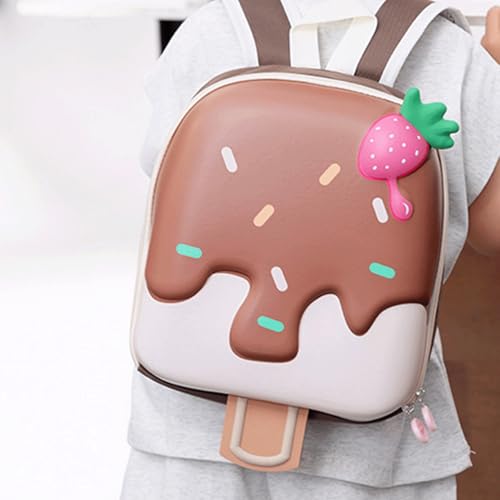 Drippy Ice Cream Backpack Mini Cute Kawaii Backpack with Ice Cream and 3D Strawberry Daypack Novelty Stylish Daypack,Brown3