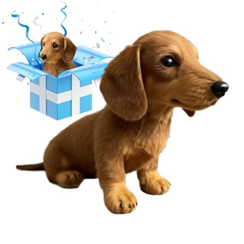 GTFYUDGH Spielzeug Hund Dackel, 17x15x10cm Plüschtier Hund Realistisch Dackel, Dackels Kuscheltier, Süßes Realistisches Wurst Hunden Welpe Stofftier Für Kleinkinder Mädchen Geschenk Geburtstag