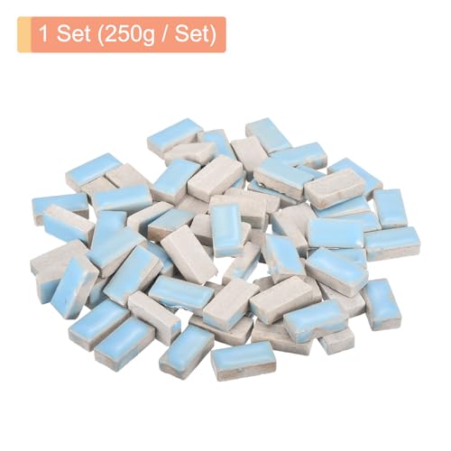 Azulejos de mosaico de cerámica rectangulares en azul claro para manualidades (250 g) 4