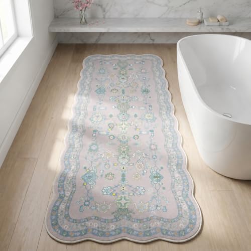 Tapete corredor lavable 2x6 rosa con respaldo antideslizante miniatura 6