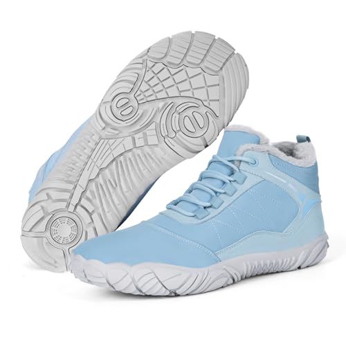 Image of Hike Winter Footwear Barefoot Boots Mens Womens, Waterproof Winter Snow Boots, Warm Ankle Booties, Wide Toe Barefoot Hiking Boots, Non-Slip Zero Drop Sole Hike Shoes for Hiking Walking Outdoor