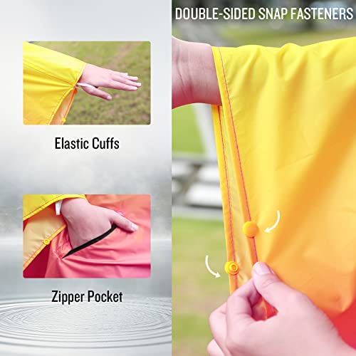 Image of SaphiRose Adult Rain Poncho Waterproof Hooded Zipper Raincoat with Pockets | OEKO-TEX Certified 100% Polyester, Lightweight Packable Storage Pouch, Heat-Sealed Seams, Quick-Dry for Outdoor Hiking