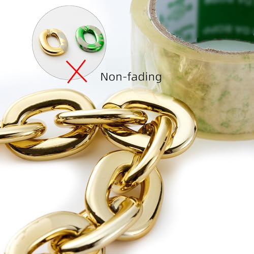 Passed colorfast test,Large Fake Plastic Chain, Hip-hop Rapper Big Chunky Fake Gold Chain, Super long Detachable, Non-fading Party Clothing Plastic Jewelry Necklace Decoration, Women and Men.2