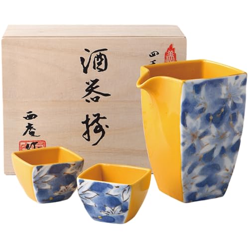 エールネット(Ale-net) 酒器 W10×D8.2×H12cm 四季彩 角酒器揃 染紅葉 磁器 美濃焼 日本製