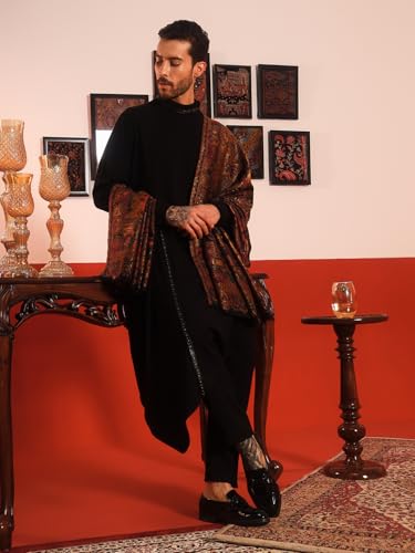 Image of Pashmoda Men Zewar Fine Wool Kaani Shawl, Authentic Kashmiri Luxury Pashmina Style Shawl, Stole, Medium Gents Lohi, Size (40x80 Inches)