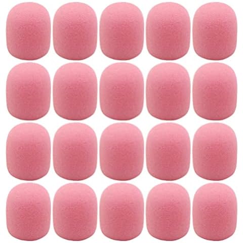 Vaguelly 20Pcs Lapel Headset Mic Sponge Covers Mini Size Mic Microphone Windscreen Foam Covers Microphone Noise Reduction Shield Protection Pink Cover