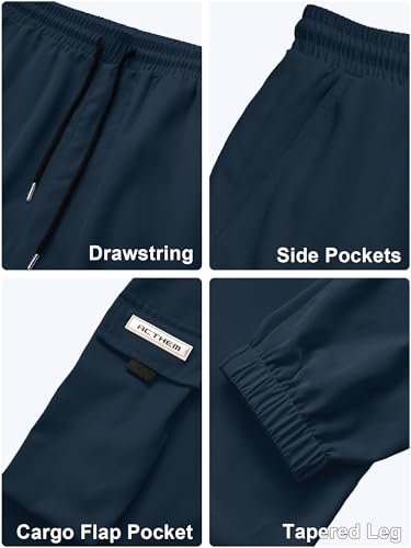 Image of JEMLDL Mens Cargo Joggers Pants Elastic Waist Drawstring with Flap Pockets Techwear Pants for Men