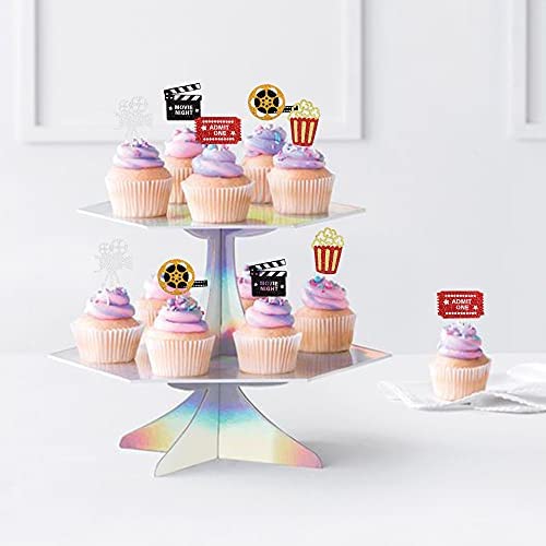 Kuchendekoration Happy Birthday Filmabend – Cupcake-Topper, Hollywood-Theme, Glitzerpapier