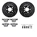 Dynamic Friction Company Rear Brake Rotors-Drilled and Slotted-Black with 5000 Euro Ceramic Brake Pads includes Hardware 8612-31095