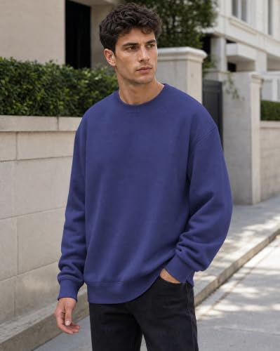 Image of Nobero Oversized Sweatshirts for Man Stylish Crew Neck | 280 GSM Rich Cotton Fleece Solid Oversized Fit Full Sleeve Sweatshirt for Men | Stylish Casual Wear Winter Sweatshirt for Men
