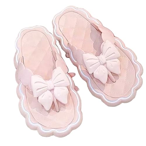 Loizziuy Bow Slippers Women's Flip Flops with Sweet Bow, Non-Slip Soft Sandals for Outdoor and Casual Wear