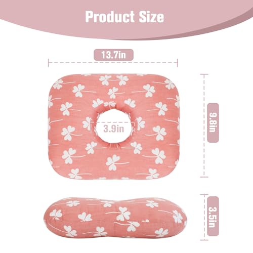 Ear Piercing Pillow for Side Sleeper with Hole for Relief Ears Pain CNH Piercing Pain Sleeping Pressure Sore, Comfortable Support Ear Guard Pillow to a Restful Sleep, Pink Leaf