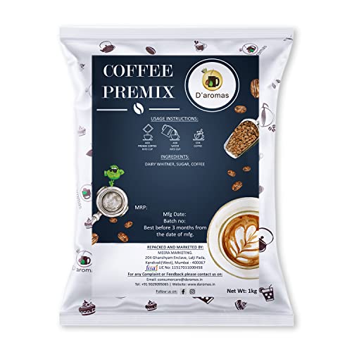 D'aromas Coffee Bag & Elaichi /Cardamom Tea Premix-1 Kg X 2 ,Instant Premix Powder, Ready To Drink-Hot & Cold.