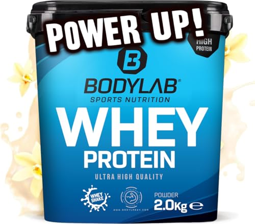 Bodylab24 Whey Protein Powder Vainilla 2kg, polvo rico en proteína para músculos más fuertes, la proteína de suero puede promover la construcción de músculo, con 80% de proteína, sin aspartamo
