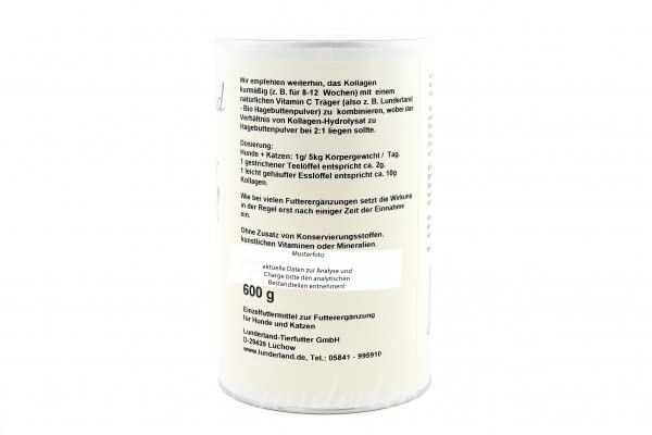 Lunderland Kollagen | Doppelpack | 2 x 600 g | Einzelfuttermittel für Hunde & Katzen | 100 % Kollagen Hydrolysat