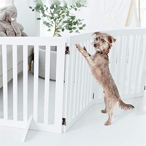The Fellie Absperrgitter Hund, Freistehendes Schutzgitter mit Füßen, Kindergitter Klappbar, Holz Hundegitter Treppe, Treppenschutzgitter ohne Bohren, Absperrgitter für Häuser, Türöffnungen,H60cm,Weiß