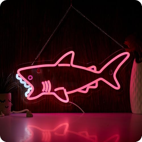 Pink Shark Neon Sign Decor