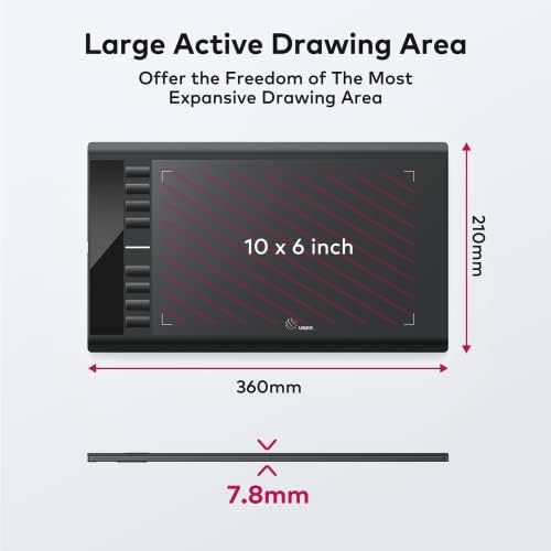 Bild 1 - UGEE M708 Zeichentablett für PC, 10 x6 Zoll Grafiktablett ohne Display, 8192 Druckstufen, 266RPS OSU Stifttablett, Zeichenpad mit Stift (Win/Mac/Chrome OS/Linux)