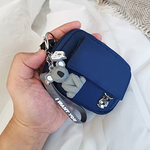 Edc Coin Pouch For Men With Koala Keychain Hooks Waterproof Nylon Zipper Wallet With Velcro Pocket Owl Pin For Boy #TOP6