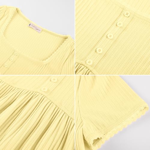 Image of Belle Poque Women's Summer Cute Tops Short Sleeve Babydoll Peplum Top 2026 Square Neck Casual Shirts Teen Top Tee