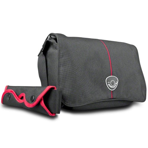 Mantona Cool Bag SLR-Kameratasche (Messenger Bag, Universaltasche) schwarz/rot