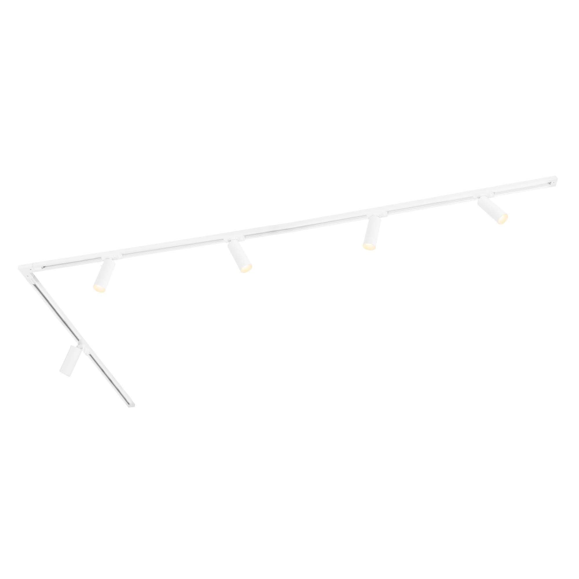 Ledvion - Système d’éclairage LED monophasé, 3m, Rail Monophasé, 3W, Blanc, 2700K, 5 spots GU10 orientables, luminaire plafonnier, spot plafond, rail led, plafonnier moderne design