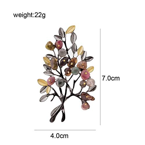 Crystal Leaf Brooch, Silver