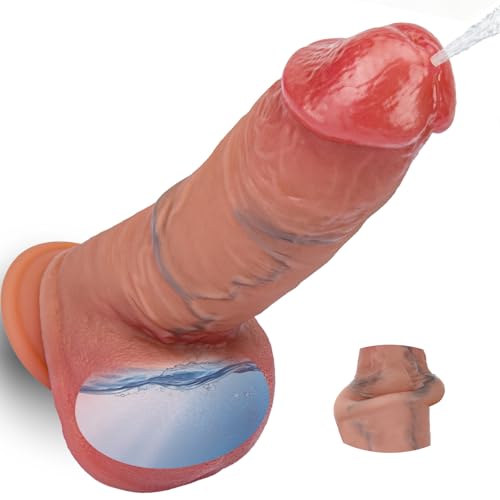 6.9 Squirting Realistic Dildo Sex Toy Movable Foreskin Strap On Dildos with Strong Suction Cup Silicone Aanl Dildo Ejaculating Toy for Beginners Vagina Anal Stimulation Adult Sex Toys for Couple
