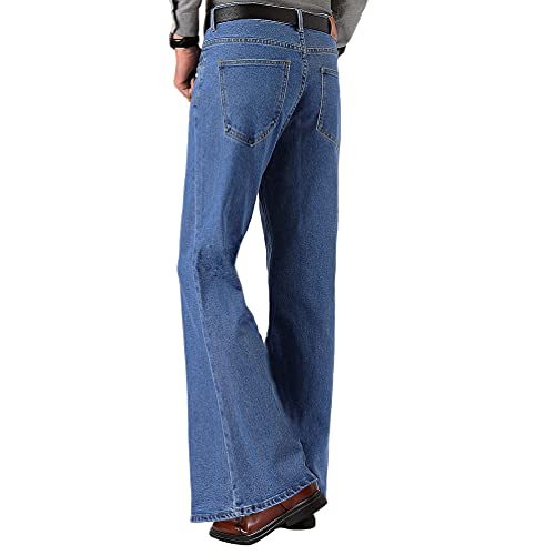 HAORUN Men Bell Bottom Jeans 60s 70s Flared Denim Pants Regular Fit Party Trousers3