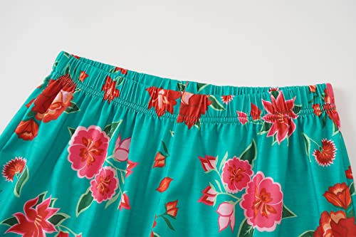 Image of Vozanet Women's V Neck Sexy Pajamas Capri Sets Mexican Style Floral Sleepwear 2PCS Totem Casual Nighty Plus Size M to 5XL
