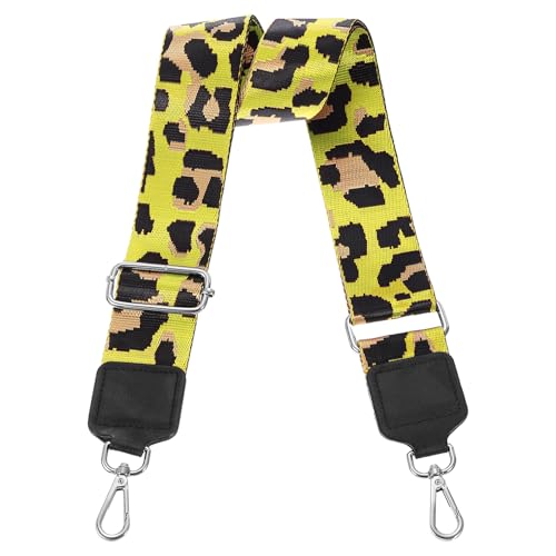 Image of uxcell Wide Shoulder Strap, 5cm Adjustable Purse Strap Replacement Crossbody Strap for Shoulder Bag Wallets, Yellow, Silver Square Mouth Buckle