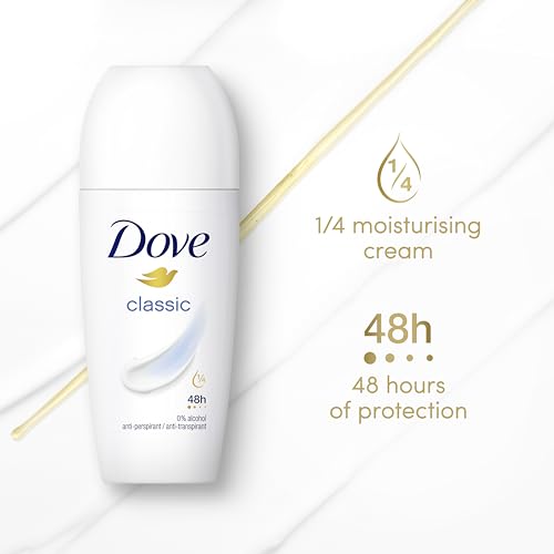 Dove Classic Anti-Perspirant Roll On deodorant with ¼ moisturising cream for 48-hour protection and underarm care 50 ml - Image 5