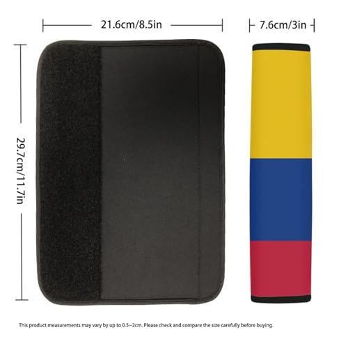 2-Pack Colombia Flag Car Seat Belt Pads – Premium Soft Fabric, Comfortable and Supportive – Ideal for Cars, Trucks, SUVs – Show Your Colombian Pride with Comfort