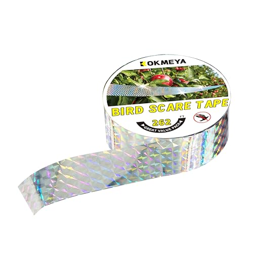 KOKMEYA Rubans anti-oiseaux 80 m * 1 Ruban réfléchissant à flash pour oiseaux, dispositif anti-oiseaux à double face pour effrayer les oiseaux pour la...