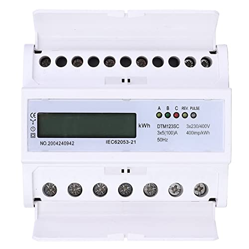Image of 3 Phase 4 Wire Energy Meter 230 /400V 5-100A Digital Electric Power Meter Energy Consumption KWh Meter Rail Type Installation 35mm