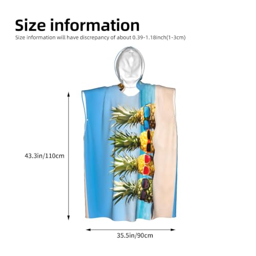 Serviette de bain poncho microfibre imprimé ananas pour natation et surf