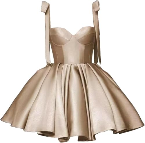 Satin Homecoming Dresses Short for Teens with Bow Off Shoulder Pleated Sweetheart Prom Dress Evening Wedding Dress