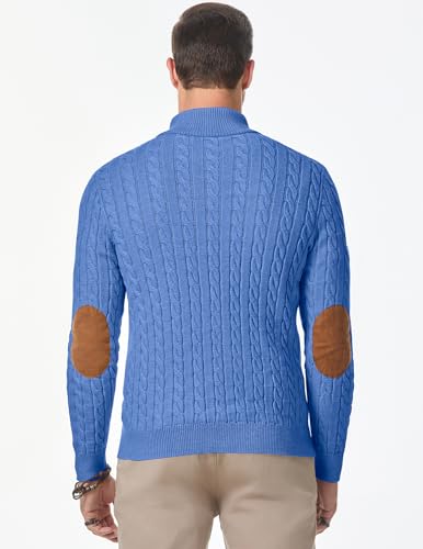 Image of JMIERR Men's Cable Knit Pullover Sweater Casual Long Sleeve Stand Collar Button Knitted Sweaters