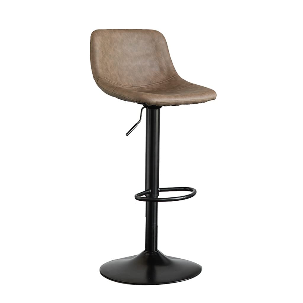 Nff Bar Stool, Rotatable And Liftable Modern Bar Chair, Leather Upholstered Seat, Kitchen High Stool With Footrest And Backrest, Bearing 150kg (Color : D)