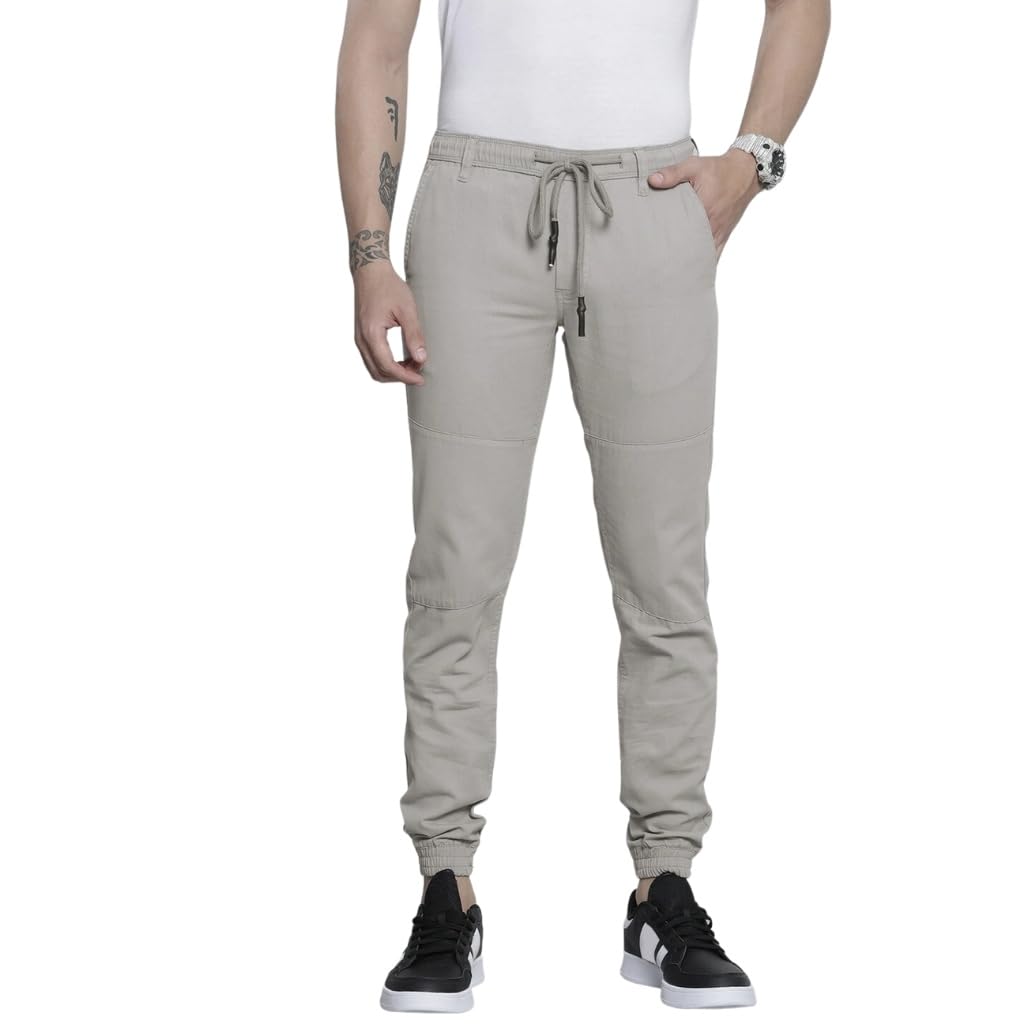 the indian garage co Men Slim Fit Solid Mid-Rise Biker Joggers-picture-41