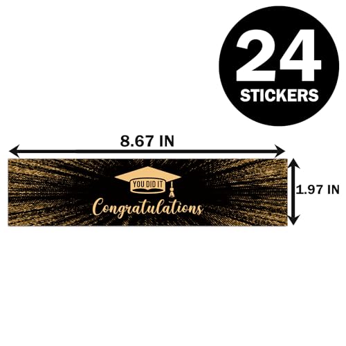 24 Graduation Water Bottle Labels, Congrats Grad Water Bottle Labels Stickers, Finally Done, College Graduation Party Water Bottle Labels Supplies.