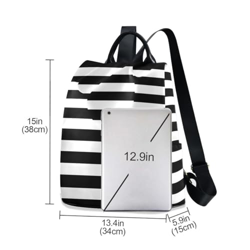 Image of ALAZA Black White Stripes Trips Hiking Camping Rucksack Pack for Women