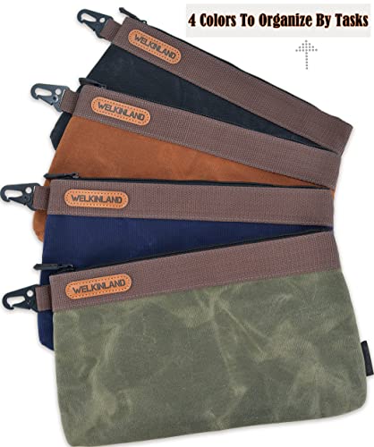 Heavy-Duty Canvas Tool Pouch, 4Pcs Tool Pouches, 12" Tool Pouch, Waxed Canvas Zipper Tool Pouch, Canvas Socket Bag, Canvas Tool Bag Zipper, Tool Pouch Bag, Zipper Tool Pouch, Tool Pouches With Zipper #TOP5