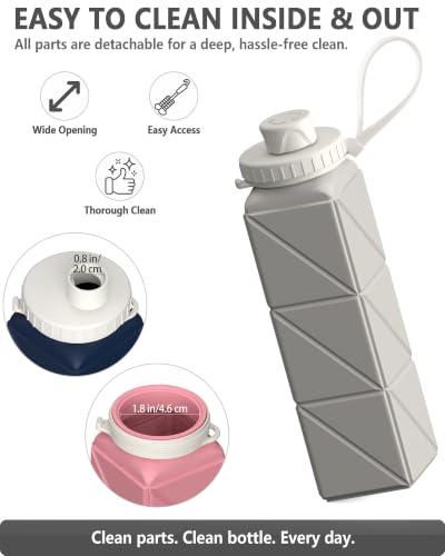 Image of BEAUTAIL Collapsible Water Bottles 21oz /610mL, Silicone Travel Water Bottle