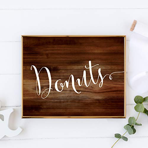 Andaz Press Wedding Party Signs, Rustic Wood Print, 8.5x11-inch, Donuts Reception Dessert Table Sign, 1-Pack, Dessert Table Food Station Signage Decor, Unframed