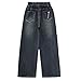 Girls Casual Jeans New Fashionable Trousers Middle and Large Children Straight Wide Leg 7months Baby (Blue, 10-11 Years)