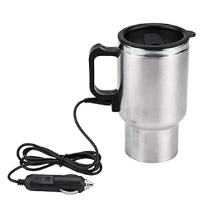 Car Electric Heated Cup, Cigarette Lighter Cable. 12V 450ml Electric in‑car Stainless Steel Travel Heating Cup, Coffee Tea Car Cup Mug, Food Grade Stainless Steel Cup