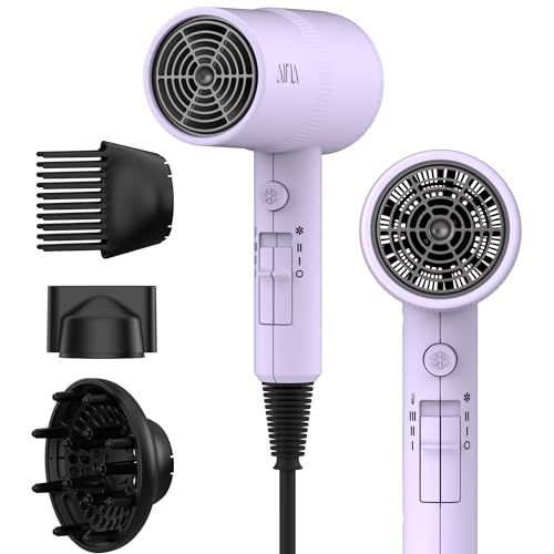 Image of AINA Hair Dryer with Diffuser,Comb Full-Featured Blow Dryer 110V(Purple) | 3 Heat /2 Speed;Cold shut button;Lightweight;Compact Size;High Temp;Low Airflow;Same Results;Less Expense