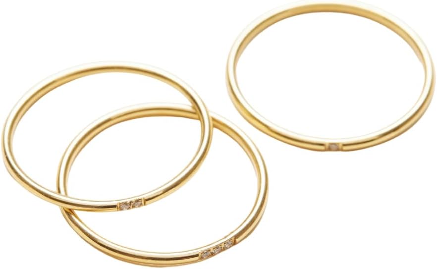 Shapes Studio 18K Gold Plated Zircon Stacking Ring Set, Gold Rings for Women, Stacking Rings, Gold Band Minimalist Style